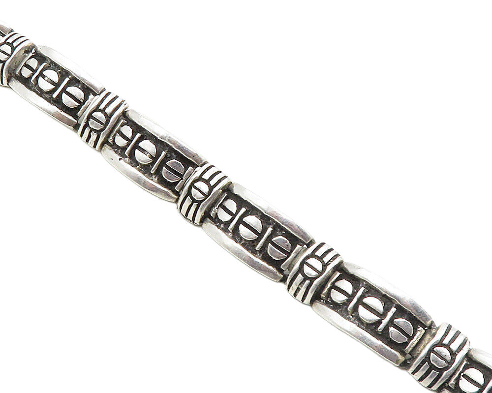 925 Sterling Silver  Vintage Shiny Screws Hinge Link Chain Bracelet  BT4485