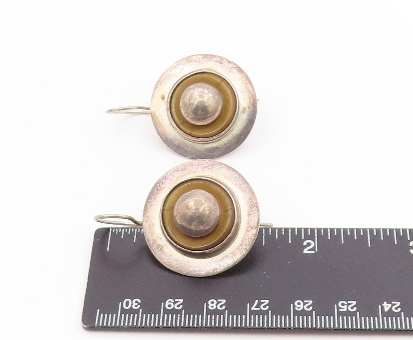 925 Sterling Silver Vintage Earrings Modernist Geometric Circle Discs  EG14321