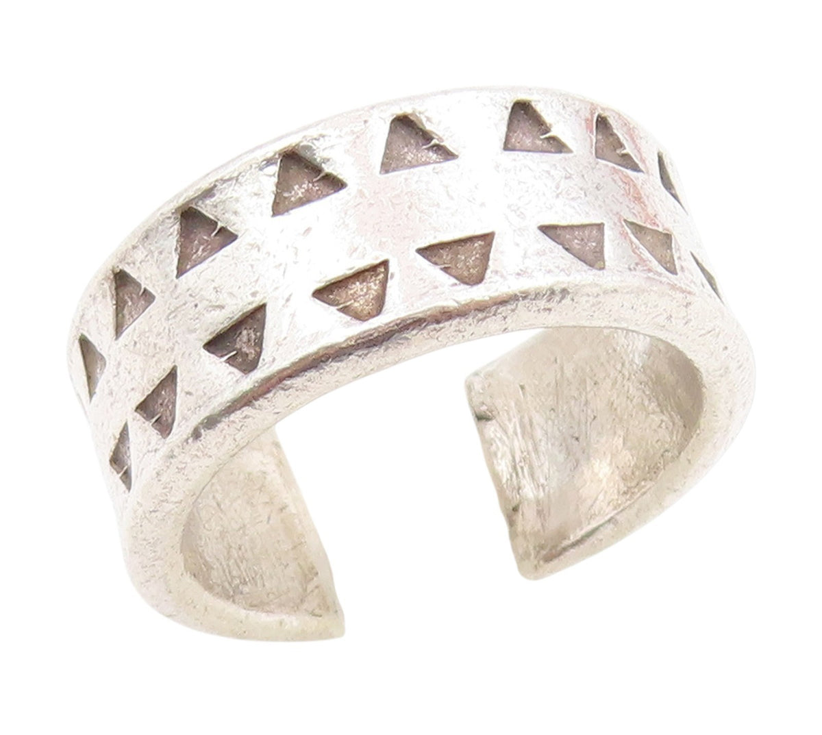 925 Sterling Silver Vintage Ring Etched Geometric Triangle Cutout  Sz 7  RG34153