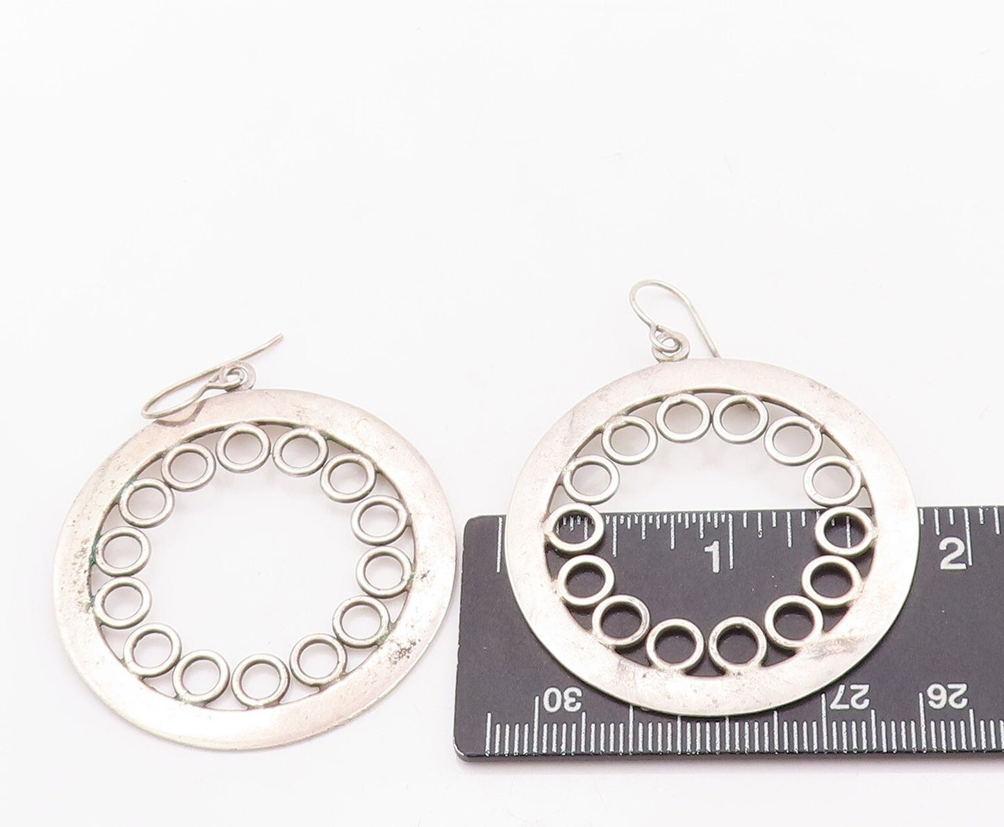 925 Sterling Silver Vintage Earrings MEXICO Brutalist Rings Framed  EG13125
