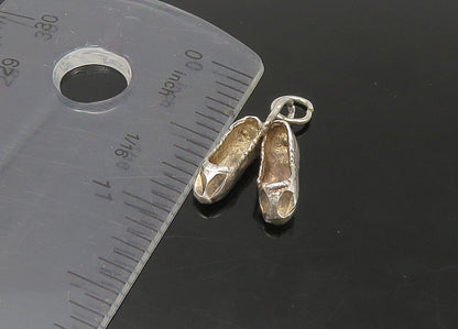 925 Sterling Silver   Vintage Petite Ballet Slippers Dancer Pendant  PT18249