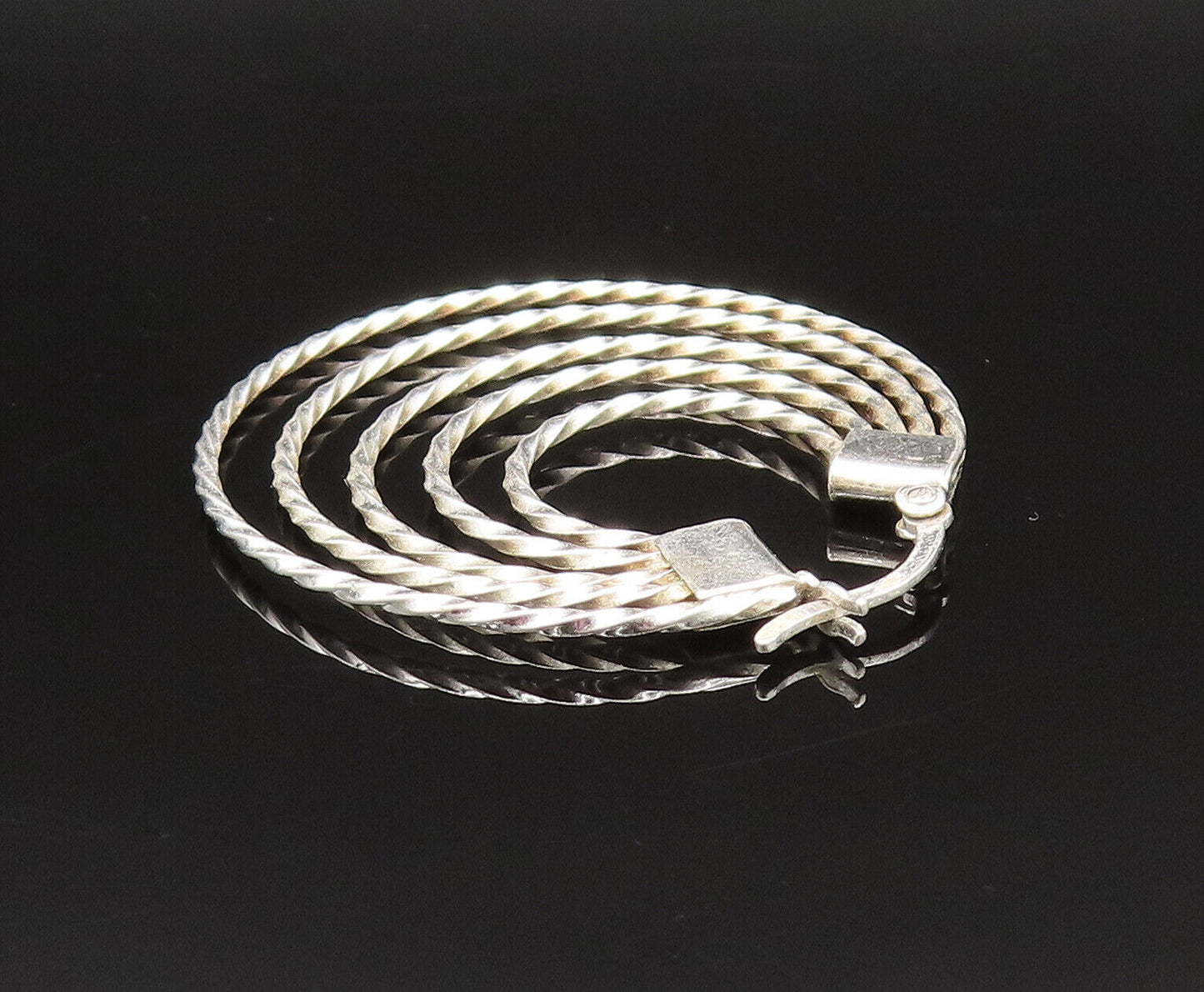 925 Sterling Silver  Vintage Graduated Twisted Multi Hoop Earrings  EG11913
