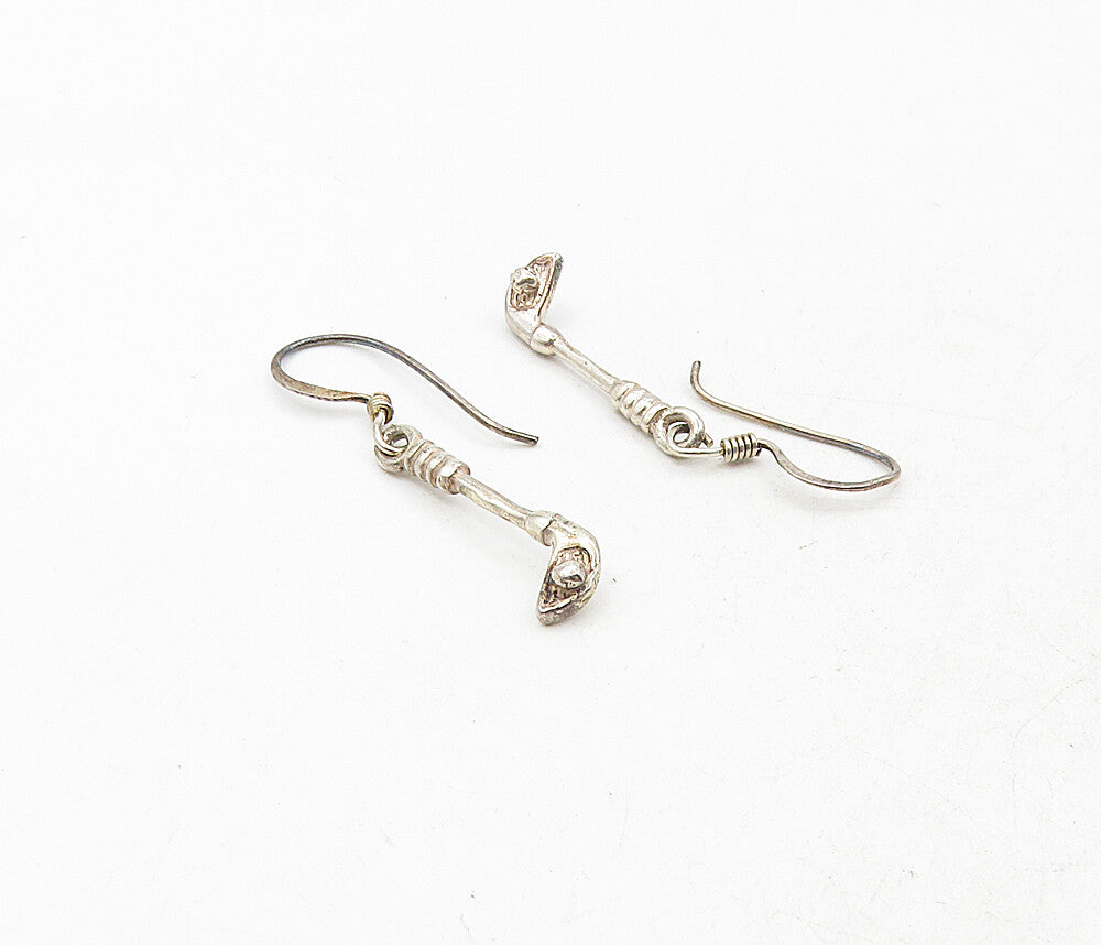 925 Sterling Silver  Vintage Shiny Petite Golf Club Dangle Earrings  EG4891