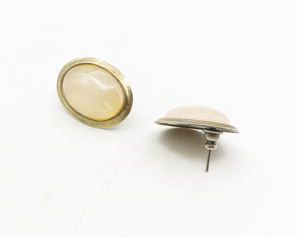 925 Sterling Silver  Vintage Cabochon Cut Quartz Oval Drop Earrings  EG5263