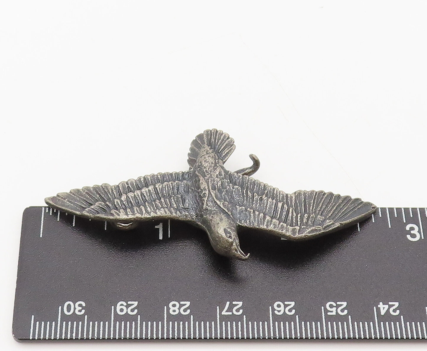 925 Sterling Silver  Vintage Solid Carved Flying Eagle Drop Pendant  PT22294