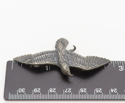 925 Sterling Silver  Vintage Solid Carved Flying Eagle Drop Pendant  PT22294