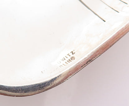 925 Sterling Silver Vintage Pendant MOSKOWITZ Rectangle Domed Grooved  PT23938