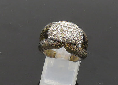 925 Sterling Silver  Vintage Topaz Textured Loop Band Ring Sz 6  RG21677