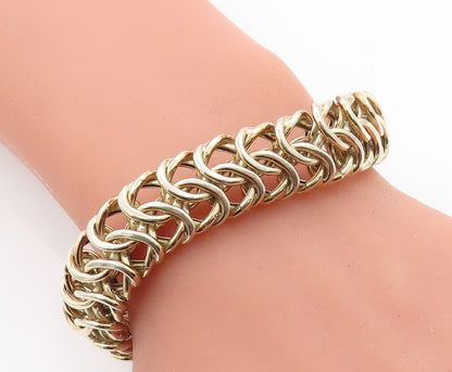 925 Sterling Silver Vintage Interlocking Multi Link Chain Bracelet BT2405