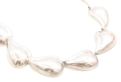MEXICO 925 Sterling Silver  Vintage Shiny Floral Leaf Chain Necklace  NE2216