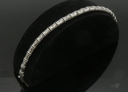 925 Sterling Silver  Vintage Shiny Topaz Hinge Link Chain Bracelet  BT8437