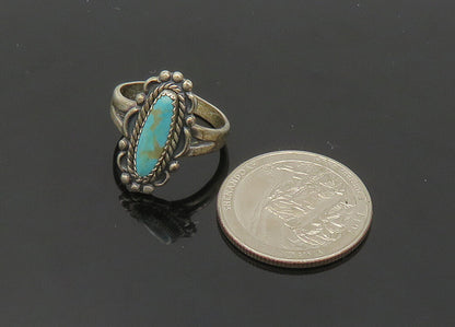 POST BELL 925 Sterling Silver Vintage Turquoise Twist Band Ring Sz 6.5 RG21093