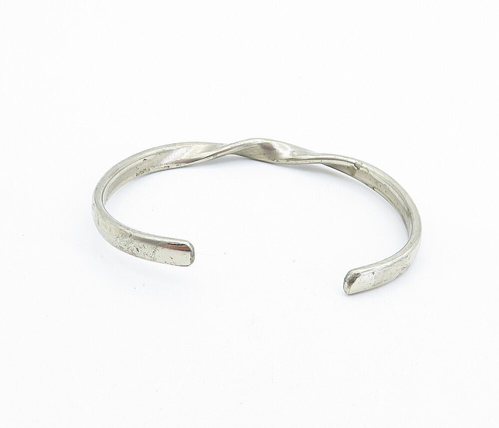 SERGIO LUB 925 Silver  Vintage Petite Shiny Twist Detail Cuff Bracelet  BT3105