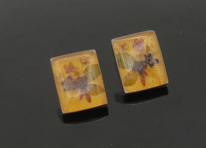 MEXICO 925 Sterling Silver  Vintage Petite Flower Art Drop Earrings  EG10569