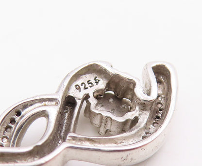 925 Sterling Silver Vintage Pendant Real Diamonds Twisted Swirl Charm  PT25367