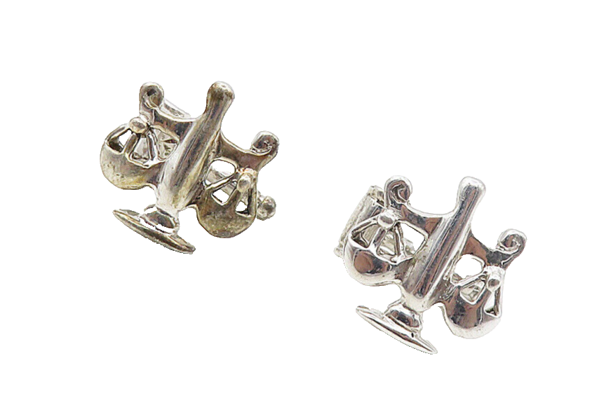 925 Sterling Silver  Vintage Shiny Balance Scales Motif Cuff Links  TR1421
