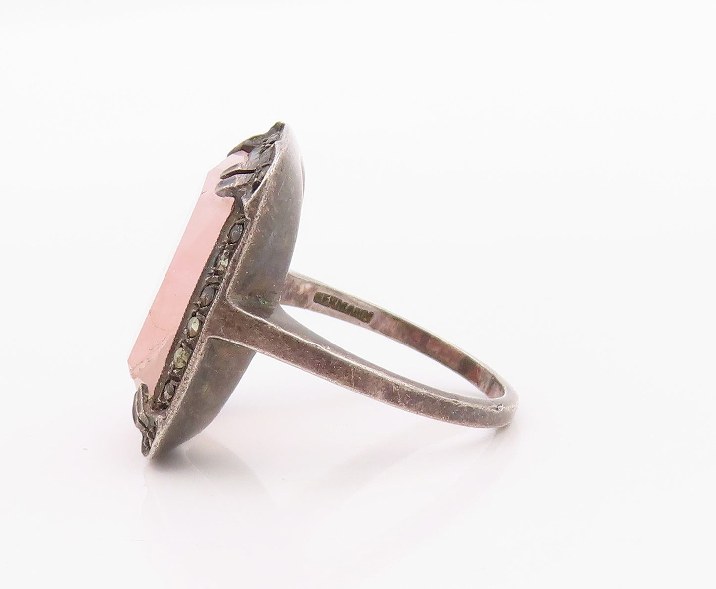 925 Sterling Silver Vintage Ring EUROPE Victorian Gemstone  Sz 6  RG33285
