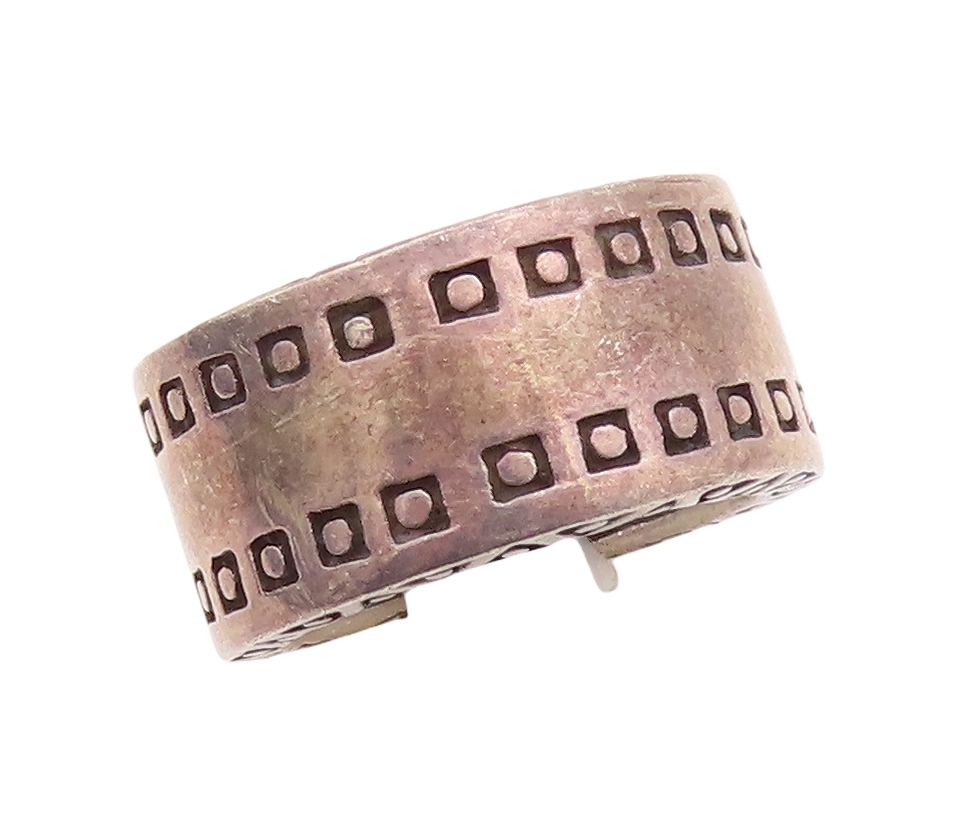 925 Sterling Silver Vintage Ring  Square & Triangles Grooved  Sz 6.5  RG29150
