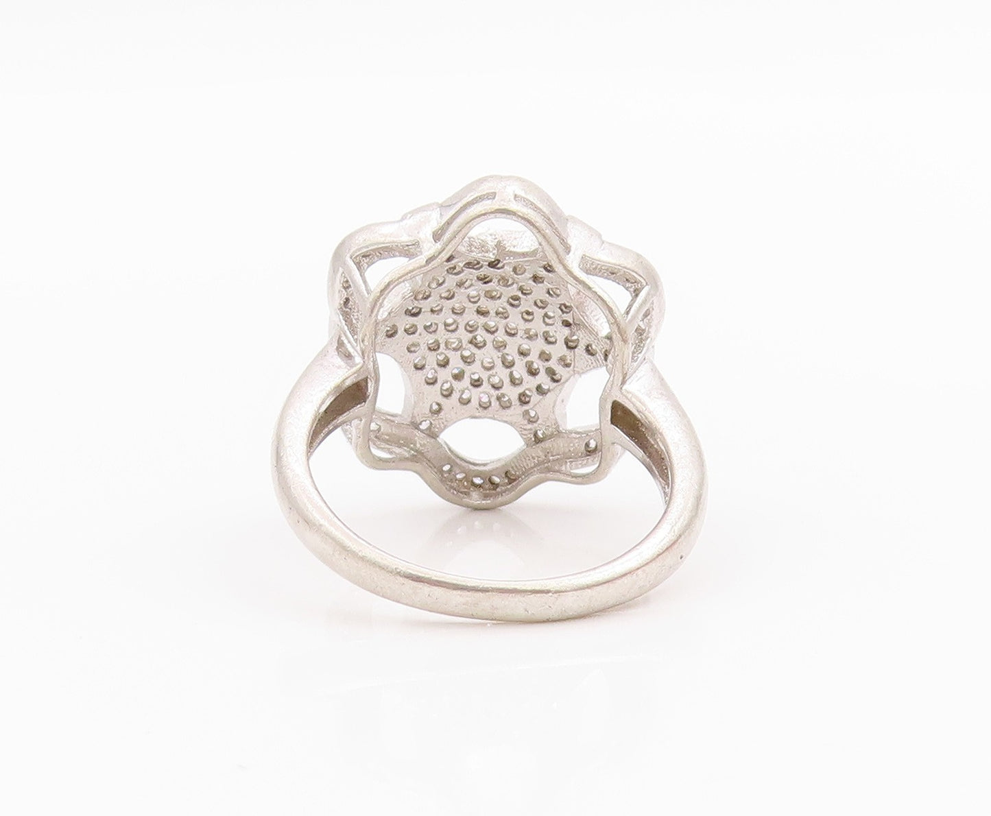 925 Sterling Silver Vintage Ring Topaz Inlay Spider Web Design  Sz 6.5  RG33134