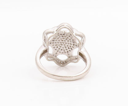 925 Sterling Silver Vintage Ring Topaz Inlay Spider Web Design  Sz 6.5  RG33134