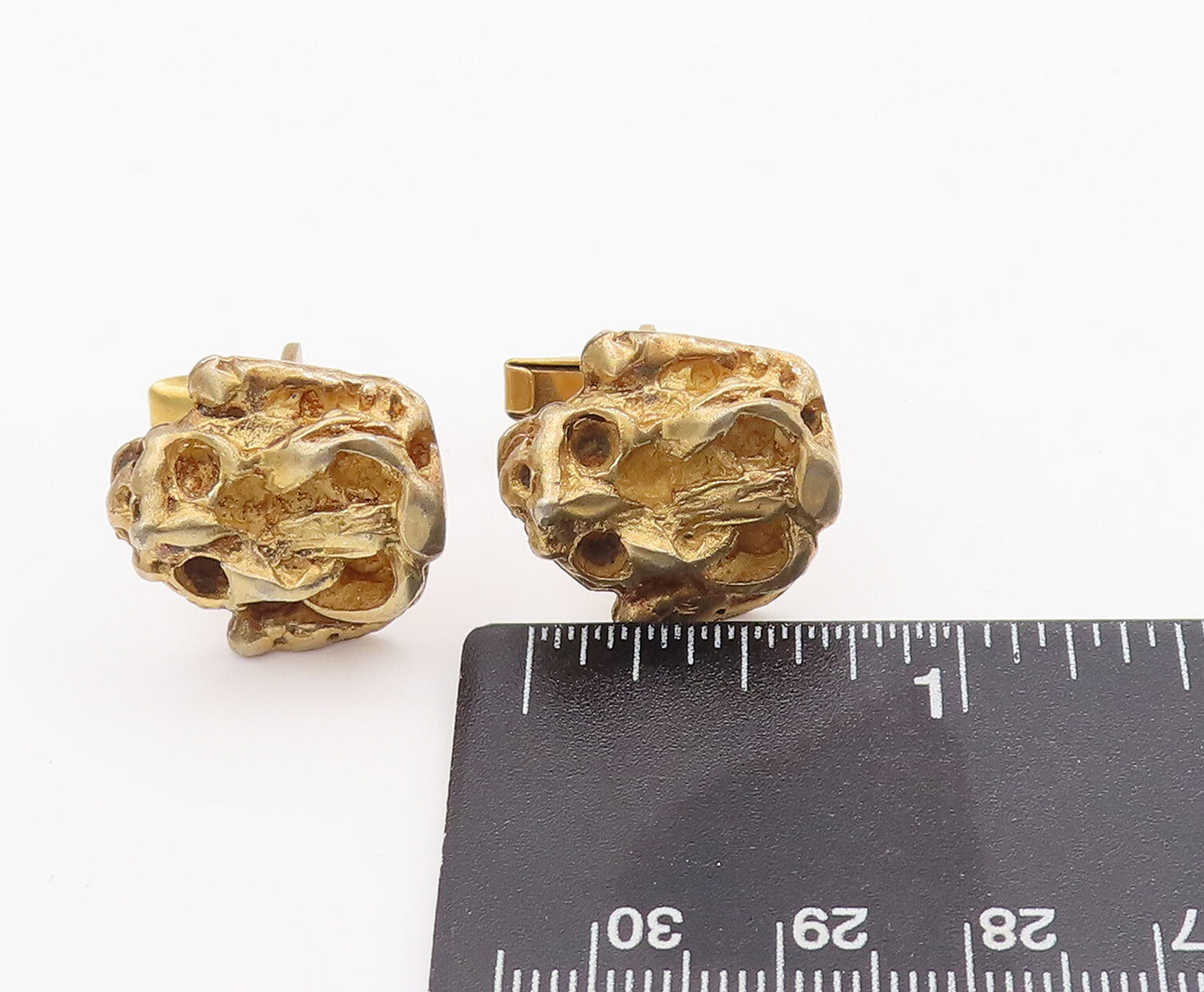 925 Sterling Silver Vintage Cufflinks ISRAEL Gold Plated Brutalist  TR3749
