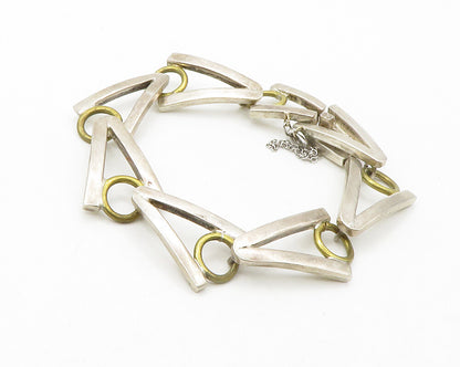 MEXICO 925 Sterling Silver  Vintage Two Tone Arrow Link Chain Bracelet  BT5034