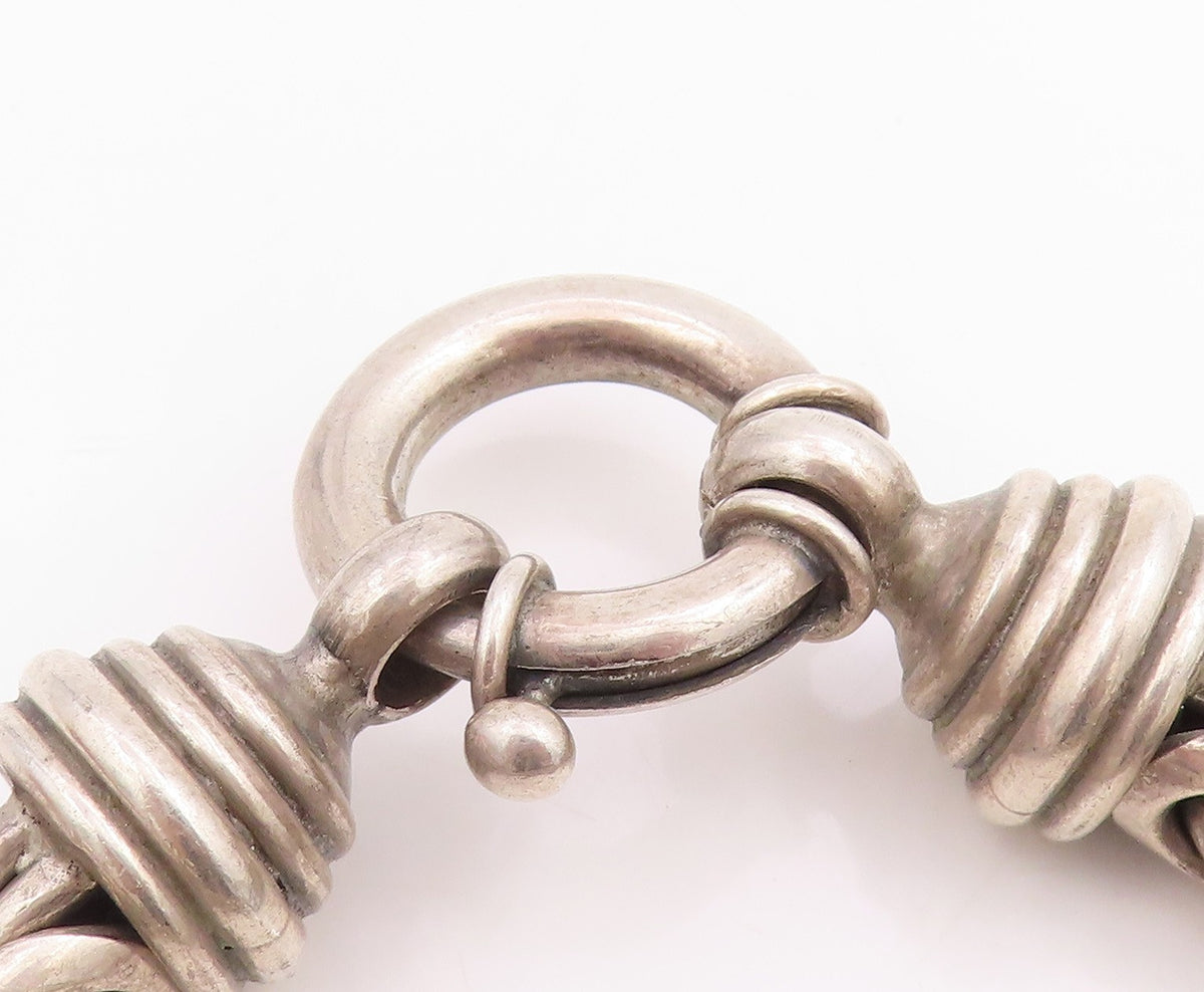925 Sterling Silver Vintage Bracelet Solid Byzantine Link Chain HEAVY  BT11560