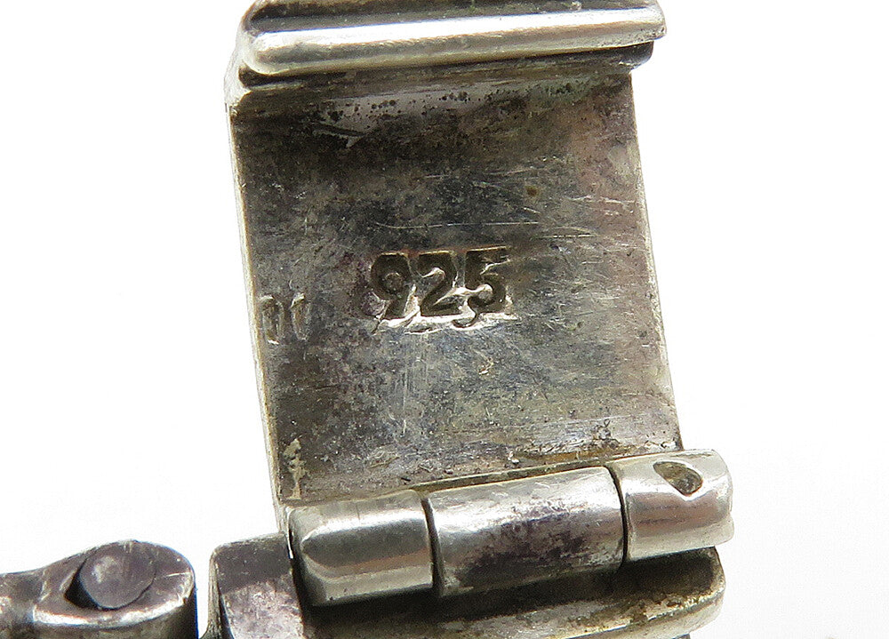 925 Sterling Silver  Vintage Shiny Smooth Bar Hinge Chain Bracelet  BT8533