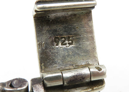 925 Sterling Silver  Vintage Shiny Smooth Bar Hinge Chain Bracelet  BT8533