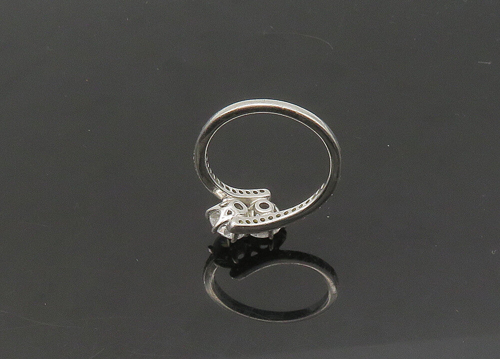 925 Sterling Silver  Vintage Cubic Zirconia Bypass Band Ring Sz 8  RG21655