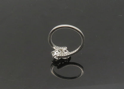 925 Sterling Silver  Vintage Cubic Zirconia Bypass Band Ring Sz 8  RG21655