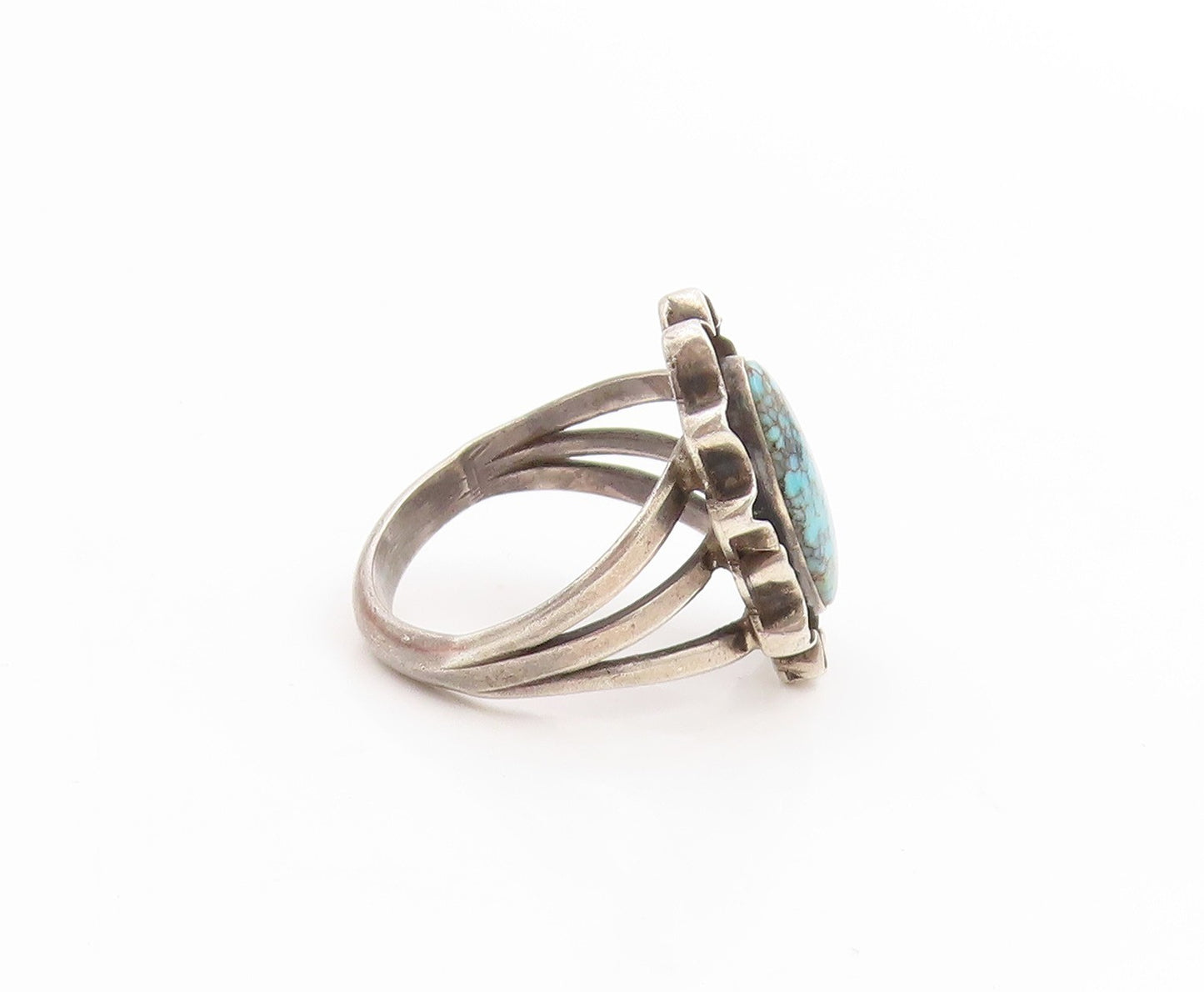 925 Sterling Silver Vintage Ring SOUTHWESTERN Cabochon Turquoise Sz 6 RG33917
