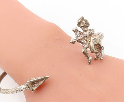 SHEBA 925 Silver  Vintage Antique Centaur Bow & Arrow Cuff Bracelet  BT2674