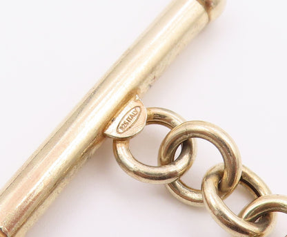 925 Sterling Silver  Vintage Gold Plated Circle Link Chain Bracelet  BT8326