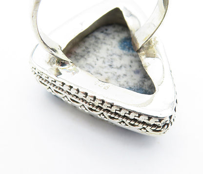 925 Sterling Silver  Dendrite Agate Triangle Cocktail Ring Sz 9.5  RG7740