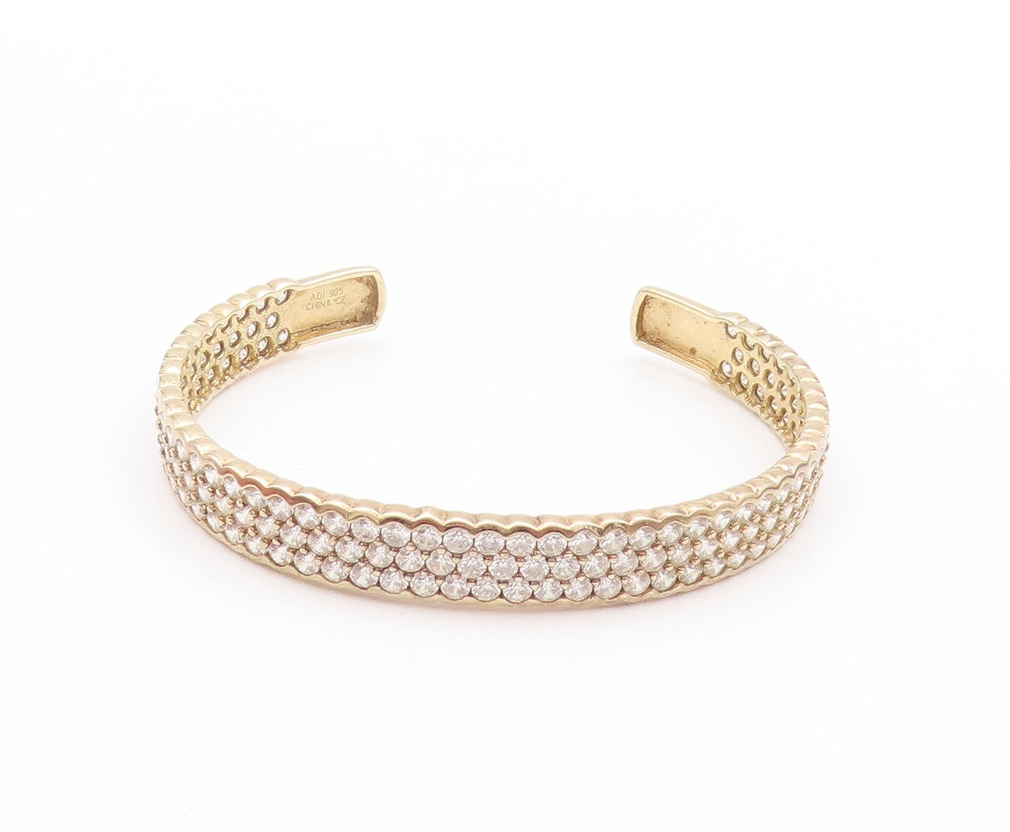 925 Sterling Silver Vintage Bracelet Gold Plated CZ Inlay Cuff  BT11218