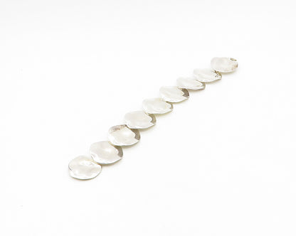 ESPO 925 Sterling Silver  Vintage Shiny Disc Link Chain Bracelet  BT7613