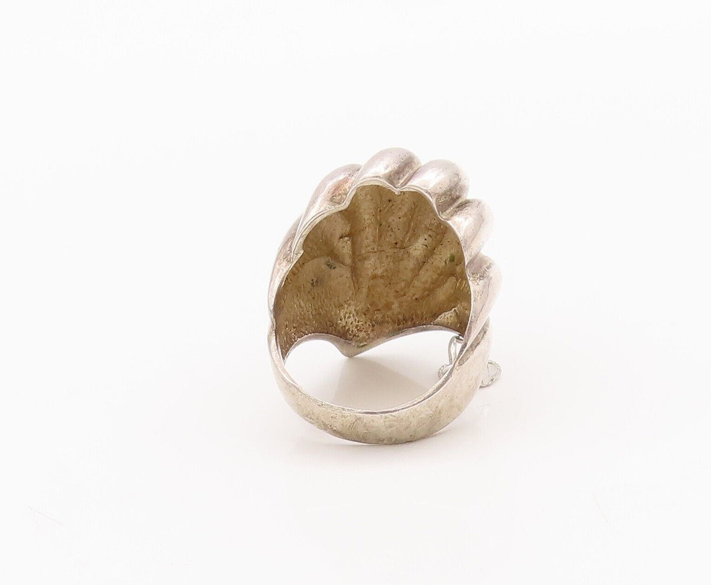 925 Sterling Silver Vintage Ring KRYPELL Solid Carved Swirly Fan  Sz 7.5 RG28221