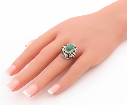 925 Sterling Silver Vintage Ring MEXICO Antique Gemstone OPENS  Sz 7  RG33424