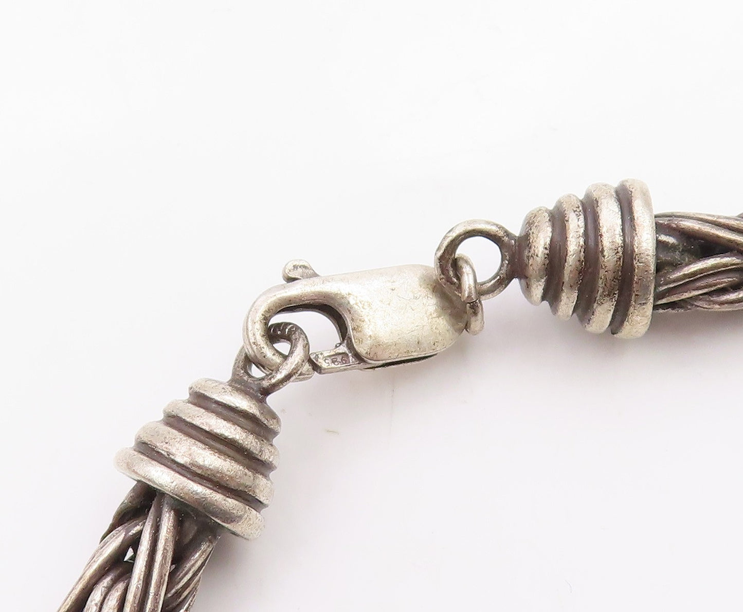 925 Sterling Silver Vintage Bracelet Classic Braided Spiga Chain Design  BT12050