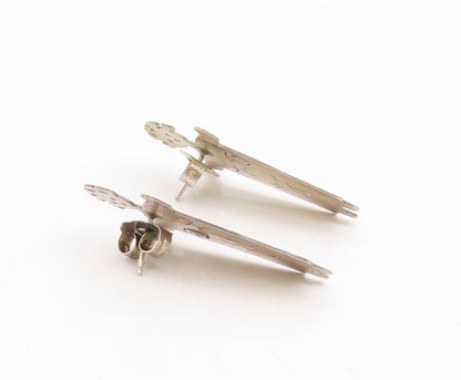 925 Sterling Silver Vintage Earrings NAVAJO ZUNI Cutout Dancing Boy EG13182