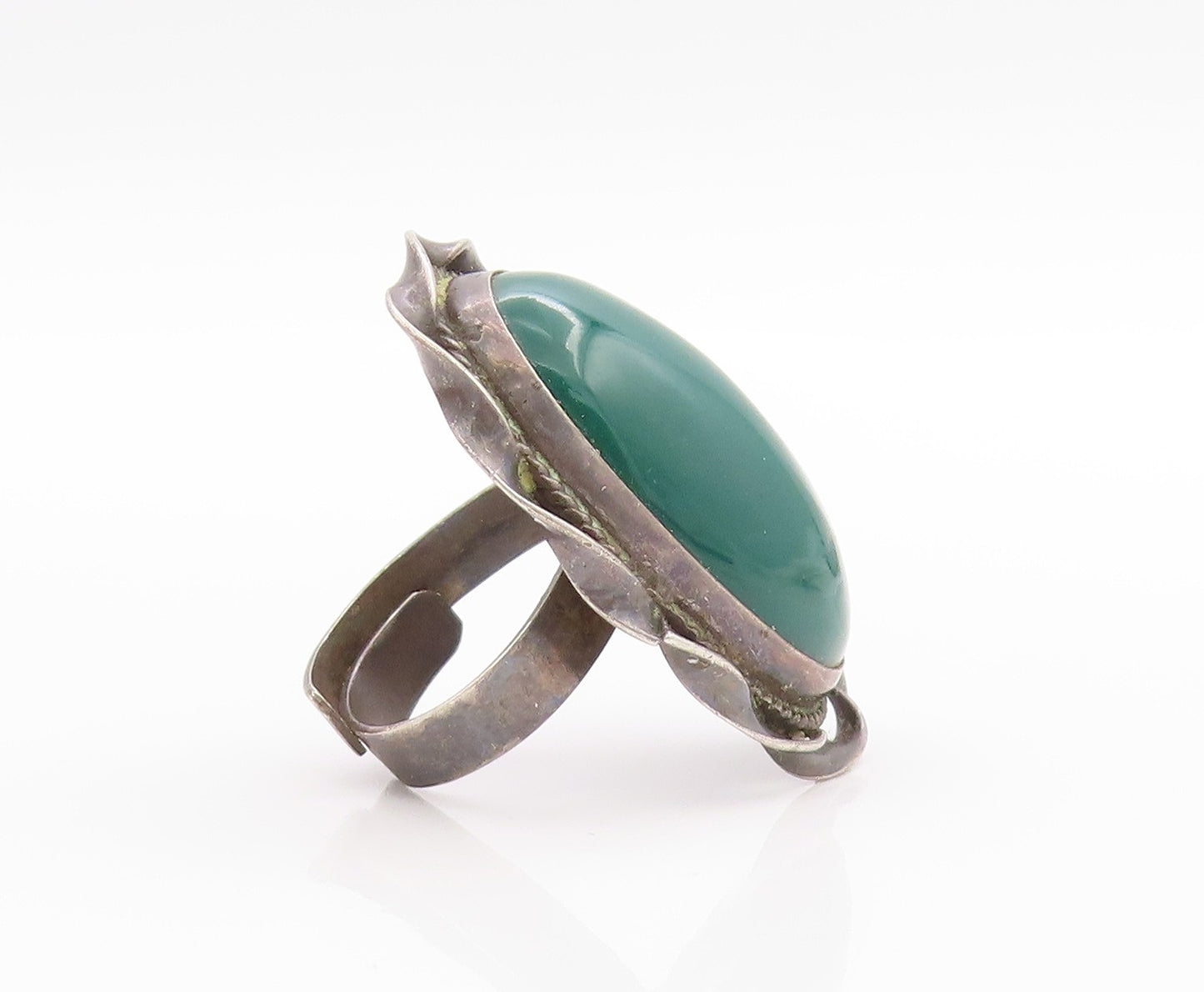925 Sterling Silver Vintage Ring MEXICO Carnelian Halo Twisted Rope Sz 6 RG33416