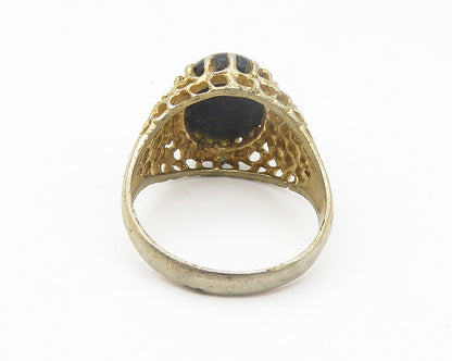 ESPO 925 Silver  Vintage Cabochon Black Onyx Dome Cocktail Ring Sz 9  RG10784