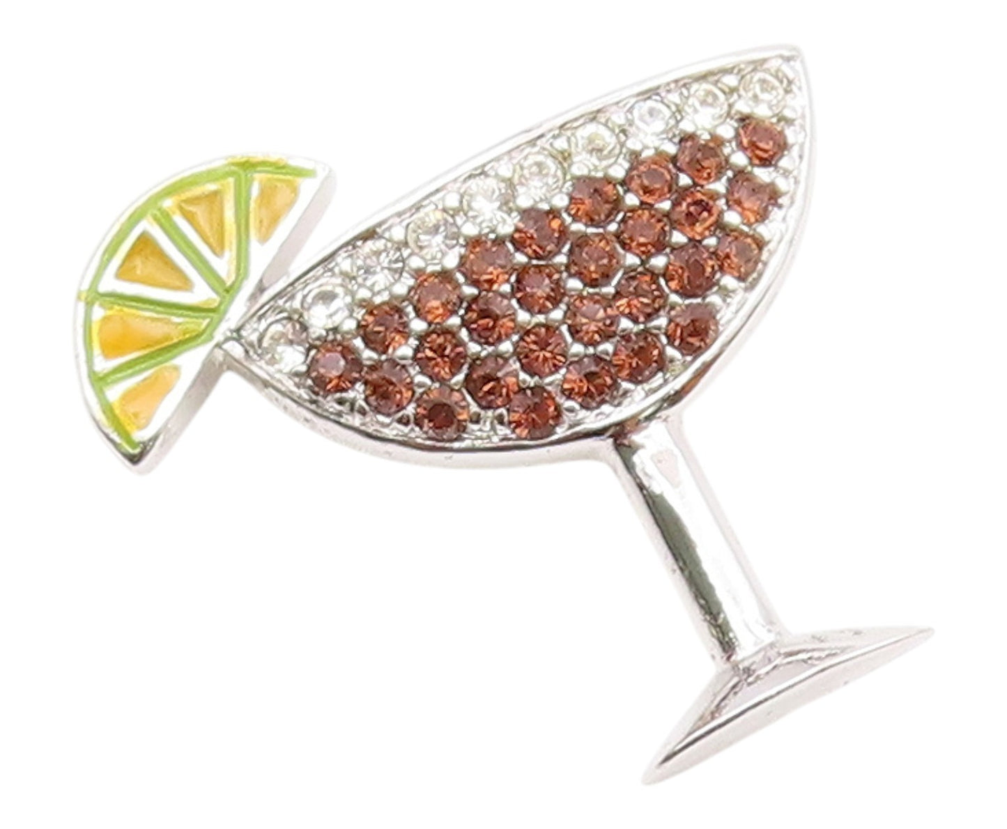 925 Silver  Vintage Enamel Lemon Smoky & White Topaz Drink Pendant  PT21149