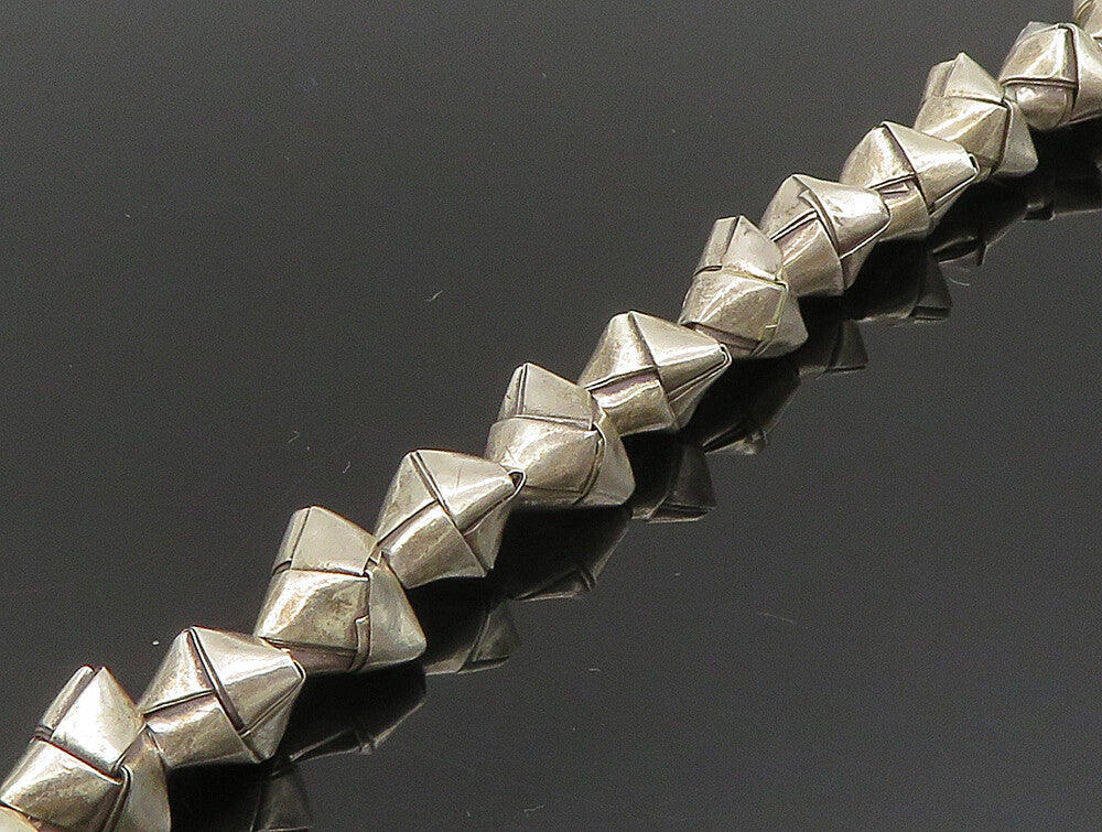 925 Sterling Silver  Vintage Tied Cone Knot Rope Necklace  NE3797