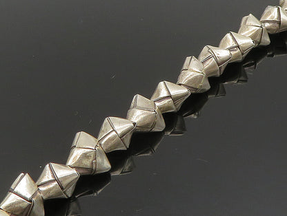 925 Sterling Silver  Vintage Tied Cone Knot Rope Necklace  NE3797
