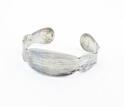 925 Sterling Silver  Vintage Dark Tone Textured Wavy Cuff Bracelet  BT3283