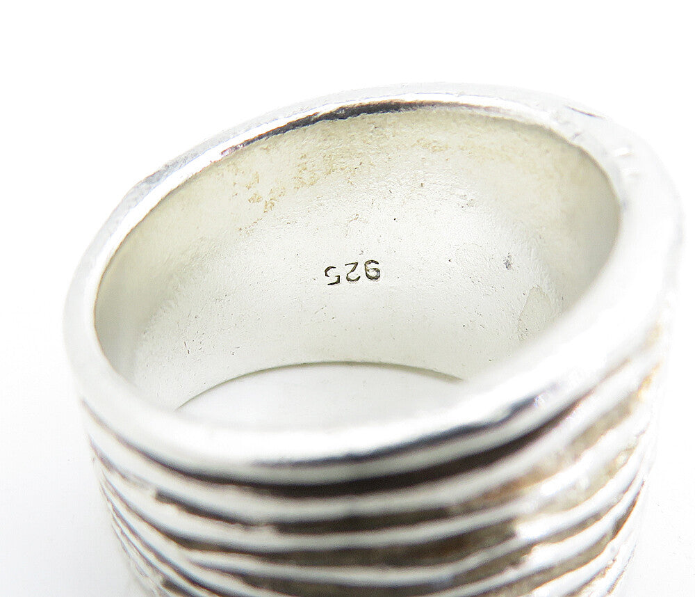 925 Sterling Silver  Vintage Modernist Wavy Tapered Band Ring Sz 6  RG4759