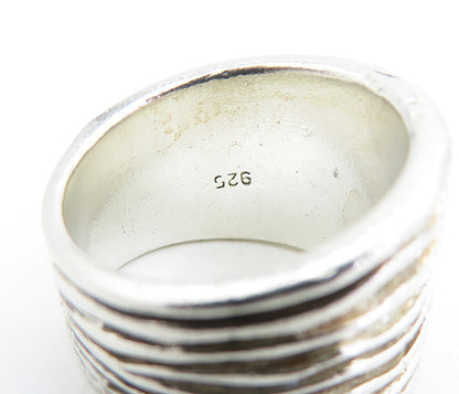925 Sterling Silver  Vintage Modernist Wavy Tapered Band Ring Sz 6  RG4759