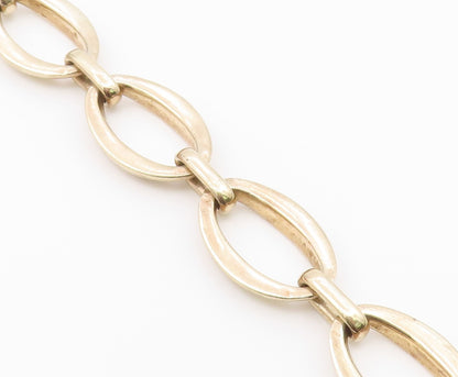 925 Sterling Silver  Vintage Shiny Gold Plated Oval Chain Bracelet  BT9272
